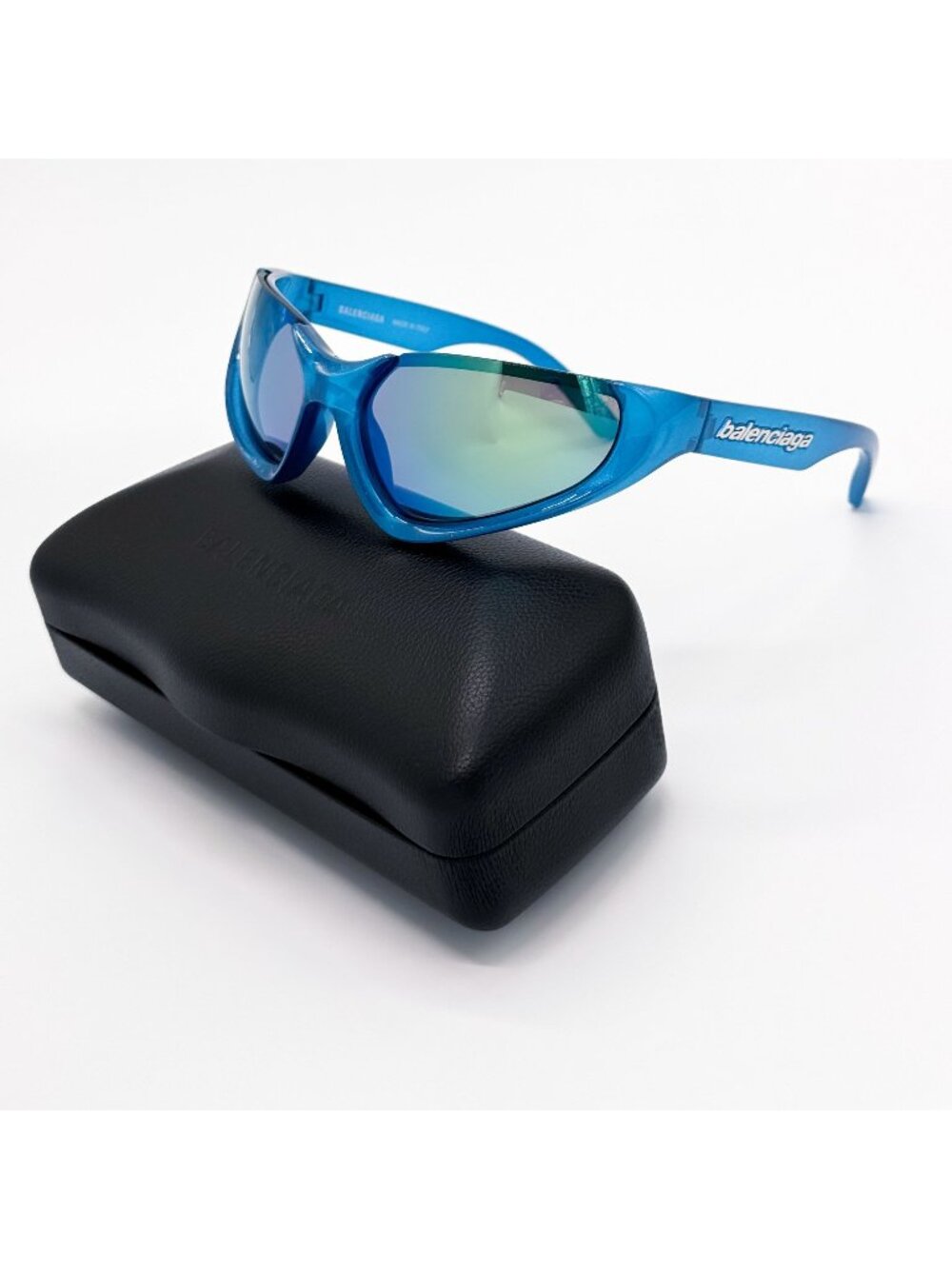 NEW BALENCIAGA BB0202S 003 SUNGLASSES BLUE OVERSIZED WOMEN EYEWEAR BALENCIAGA